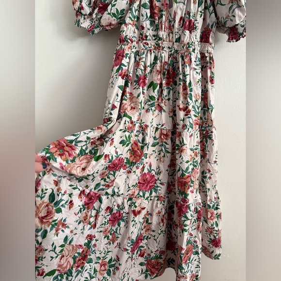 NWT Anthropologie The Somerset Maxi Floral White Smocked Puff-Sleeve Dress SP - Picture 8 of 12